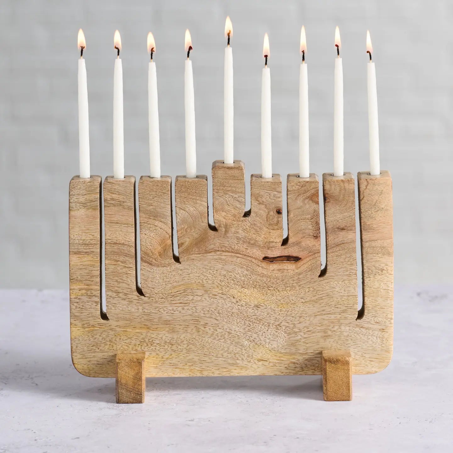 Menorah: Mango Wood Menorah