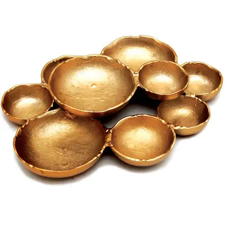 Cluster Platter: 8 Bowl Gold Aluminum