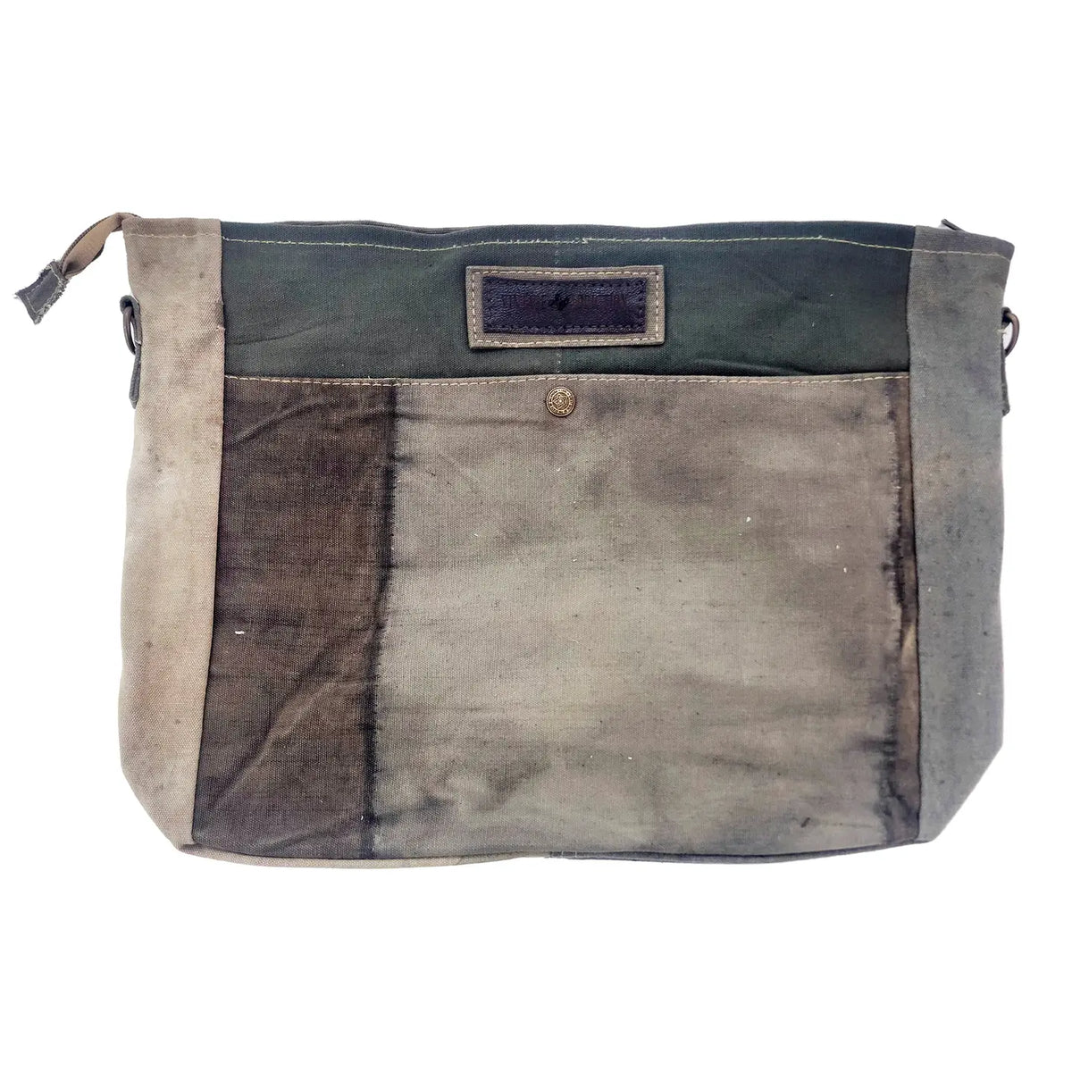 Crossbody: Recycled Military Tent with Fabric Pocket