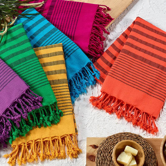 Towel: Turkish (Striped) Beach/Bath/Lake Towels w/ Terry-Backing/Various Colors