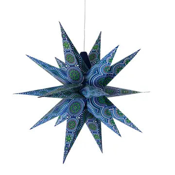 Lantern: Kaleidoscope Moravian Star 24" Blue with Green