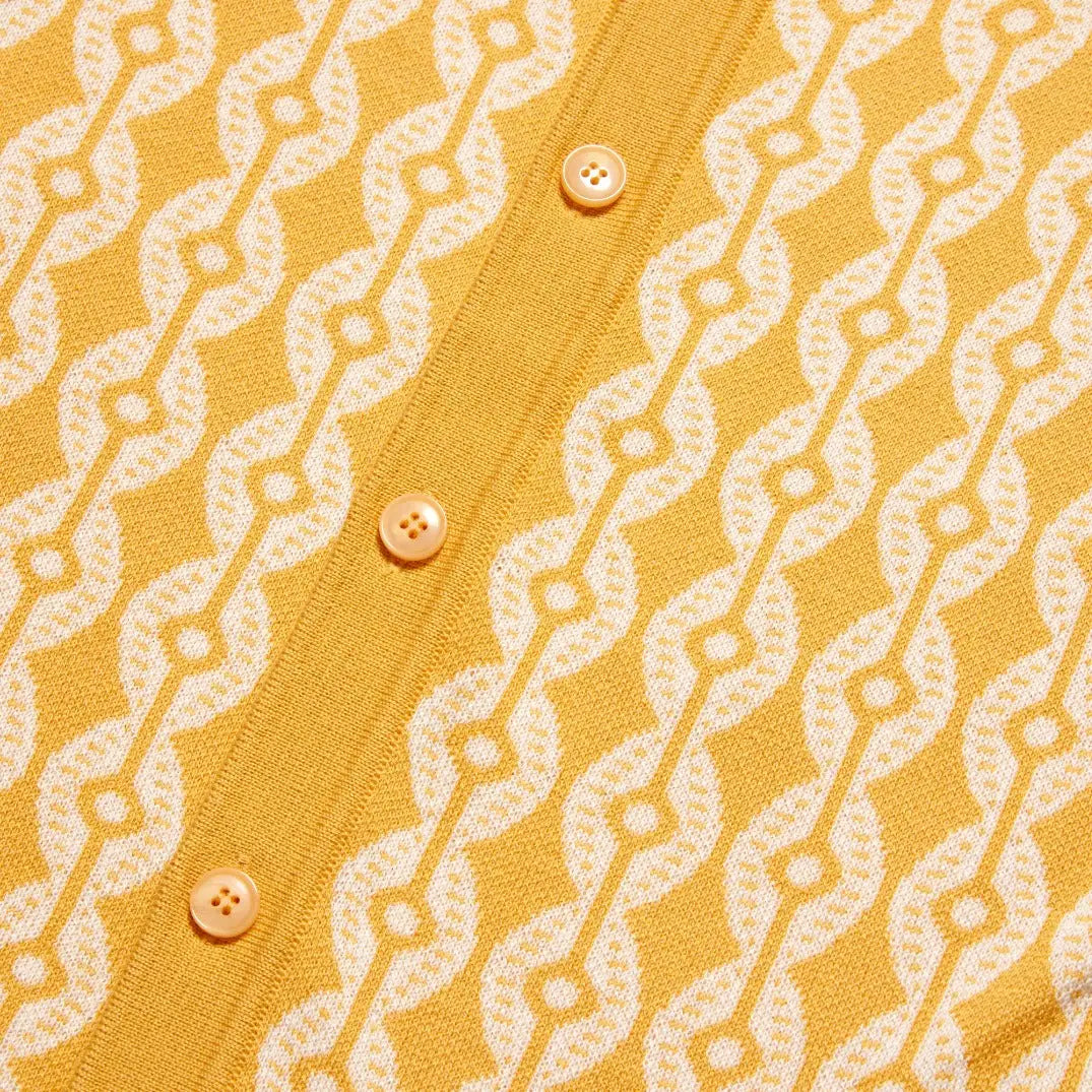 Button-Up Shirt: Chain Link Knit (Mustard)
