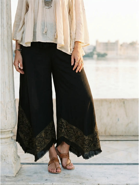 Pants: Hand-Block Printed Flares