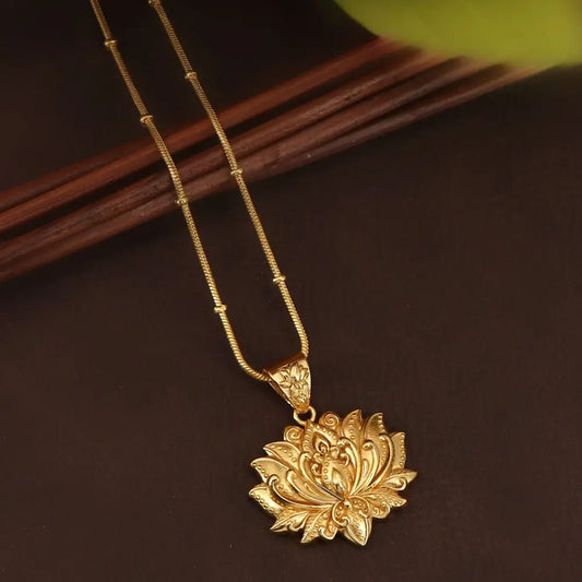Necklace: Gold Plated Full Bloom Lotus