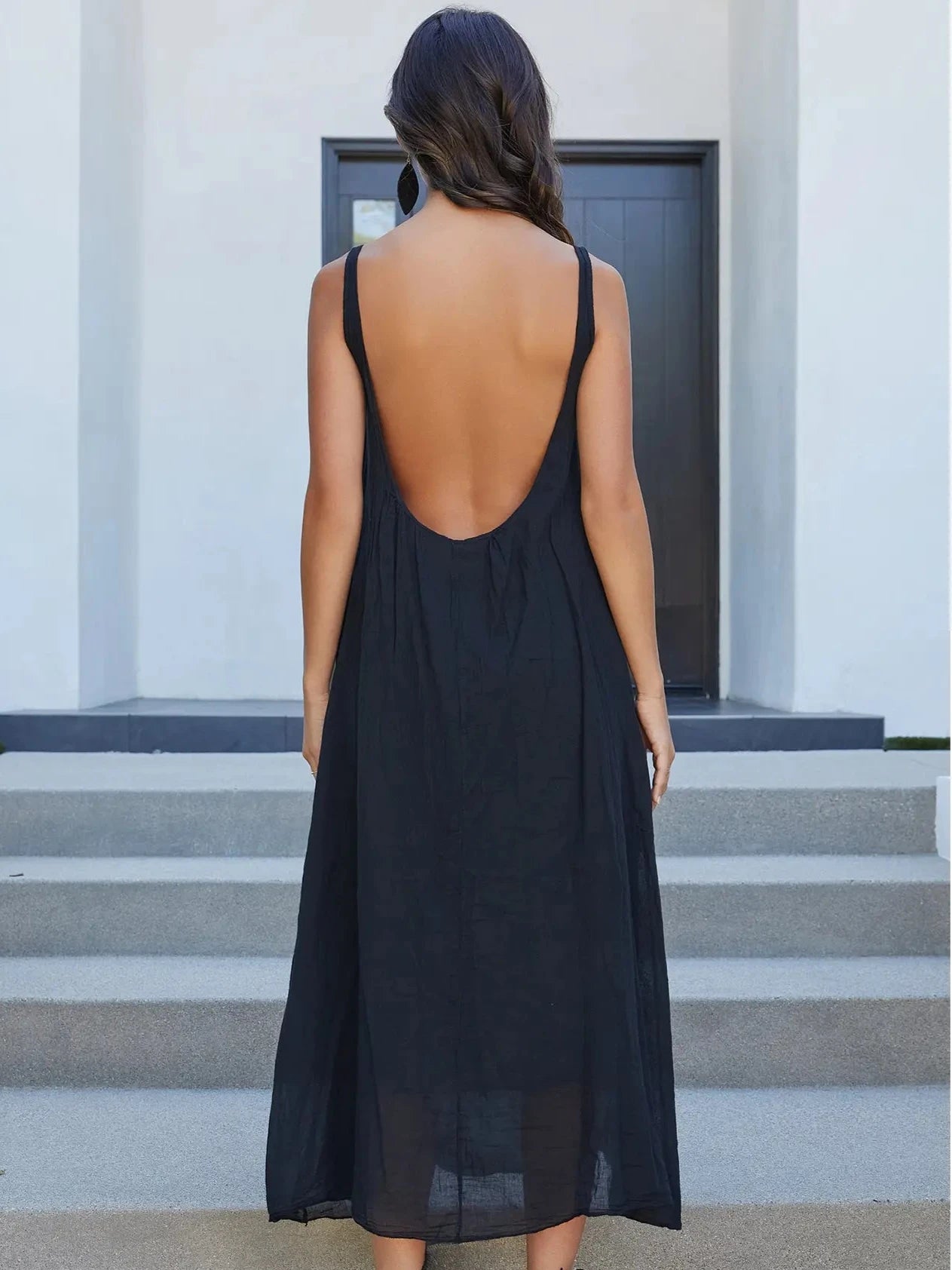 Dress: Maxi Low Back Crinkle Gauze