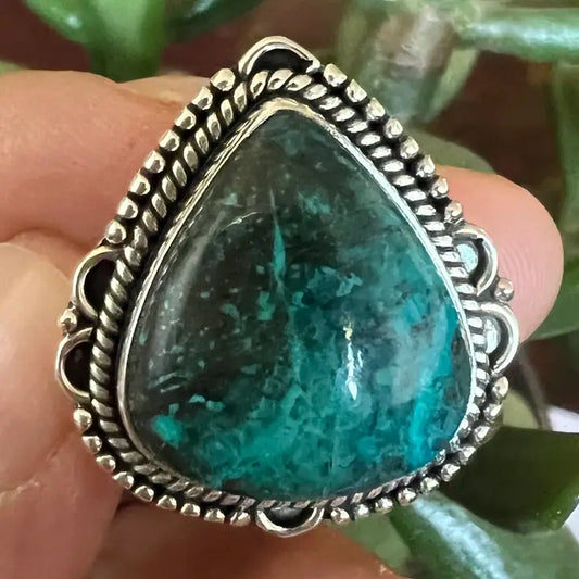 Rings: Chrysocolla Teardrop Sterling Silver