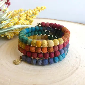Bracelet: Kantha Rainbow Spiral