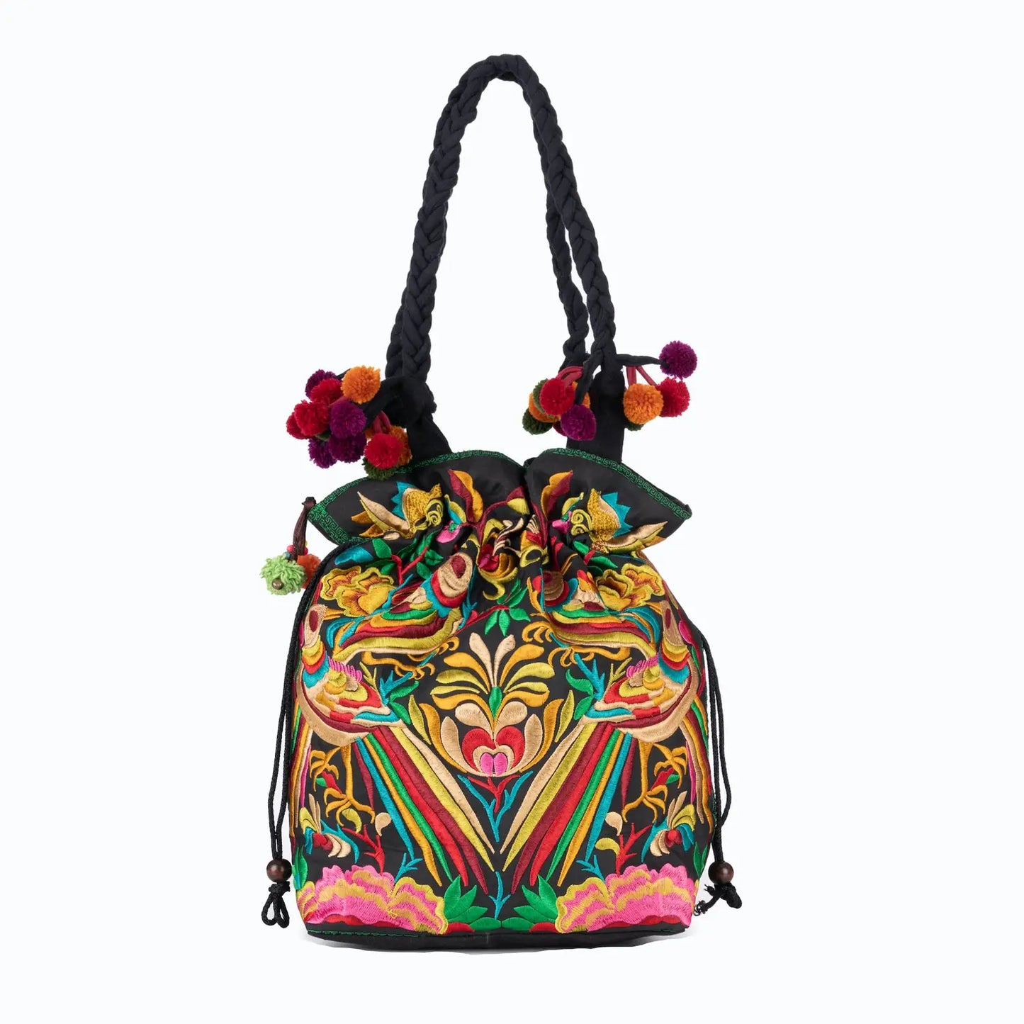 Tote: Embroidered Drawstring  (Various Colors/Designs)