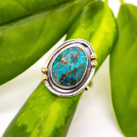 Rings: Sterling Silver Copper Turquoise