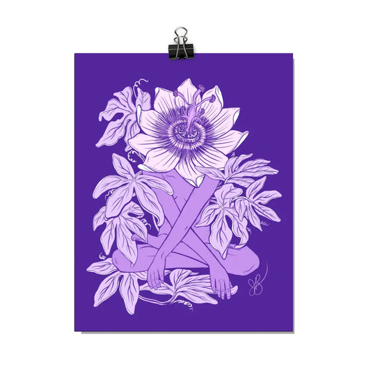 Art Print: Patient Passion Flower Botanical Lady