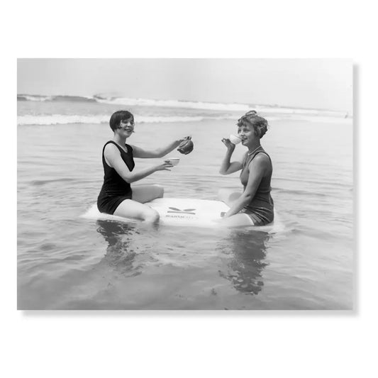 Art Print: B&W Ladies and Tea (Framed)