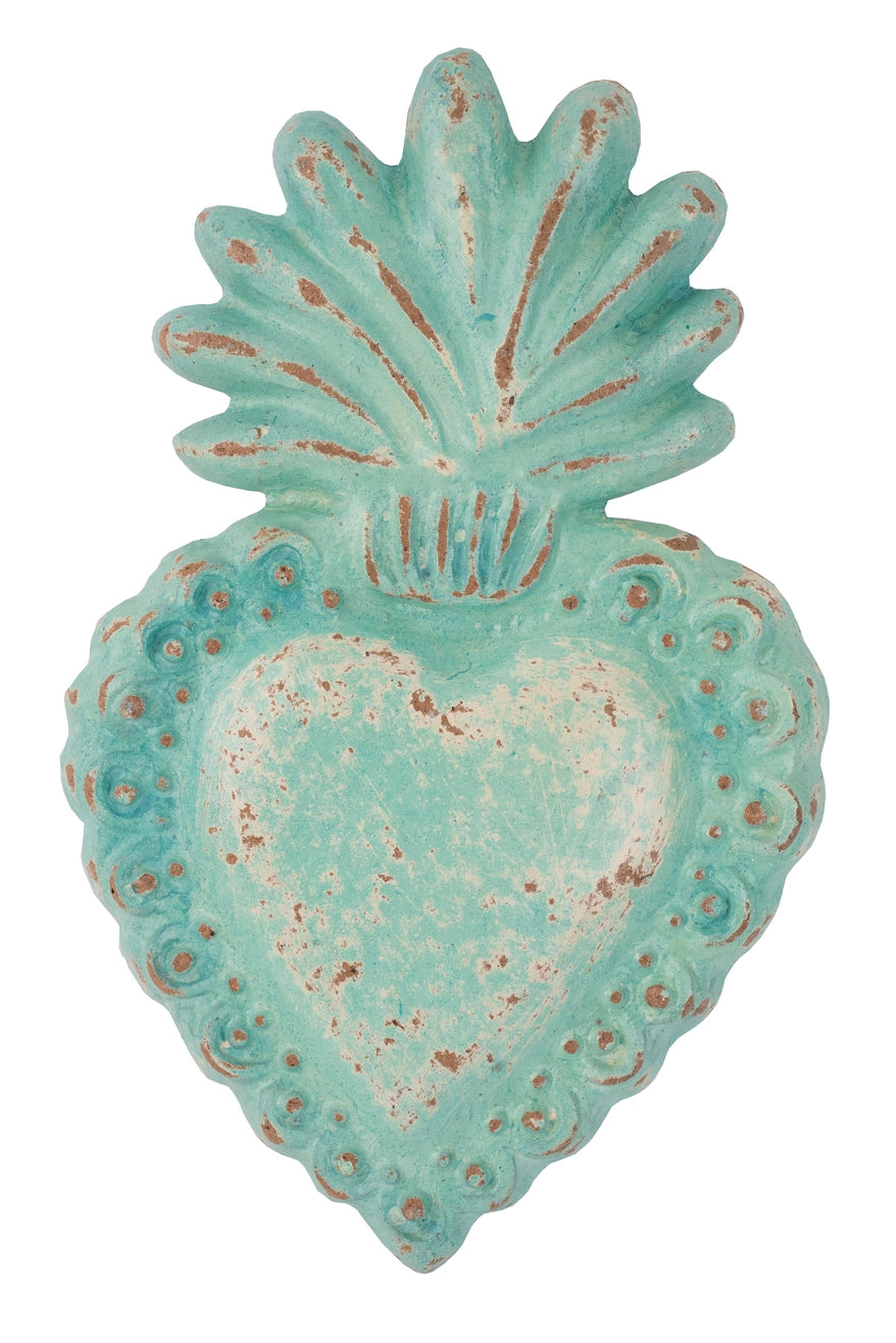 Wall Decor: Faithful Clay Heart - Turquoise