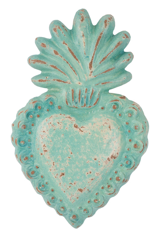 Wall Decor: Faithful Clay Heart - Turquoise