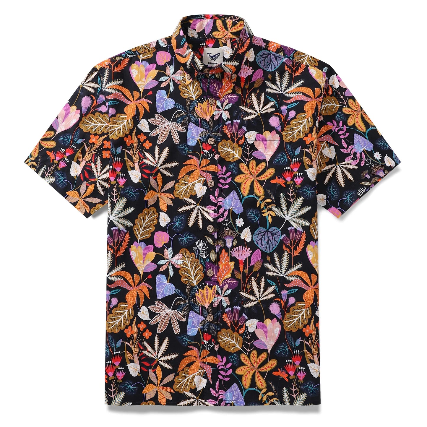 Shirt: Mens Short Sleeve Yume Shirt: Floral Hawaiian Gardenia