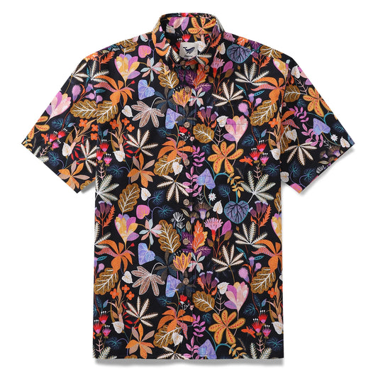 Shirt: Mens Short Sleeve Yume Shirt: Floral Hawaiian Gardenia