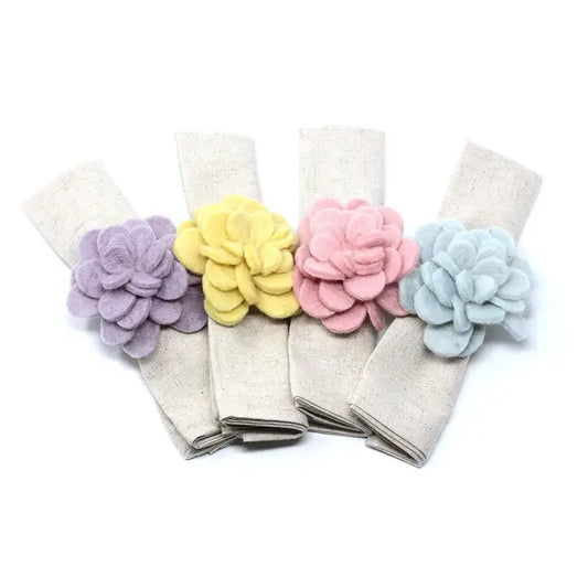 Napkin Rings: Felted Zinnias (Set of 4)