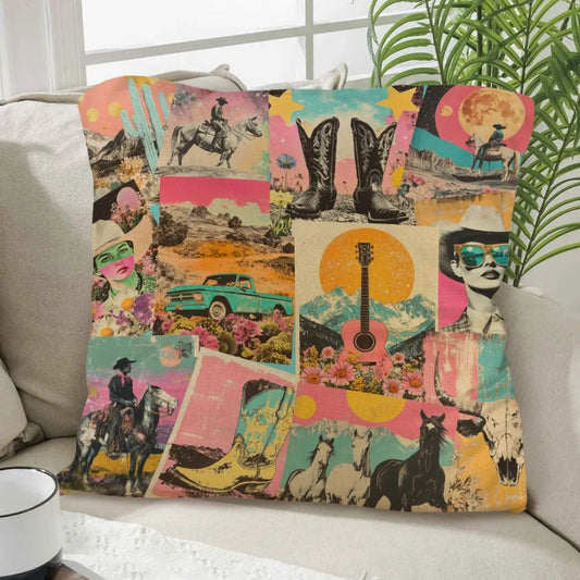 Pillow: Retro Western Collage