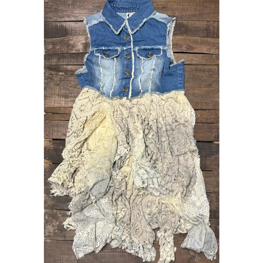 Vest: Denim with Lace and Crochet