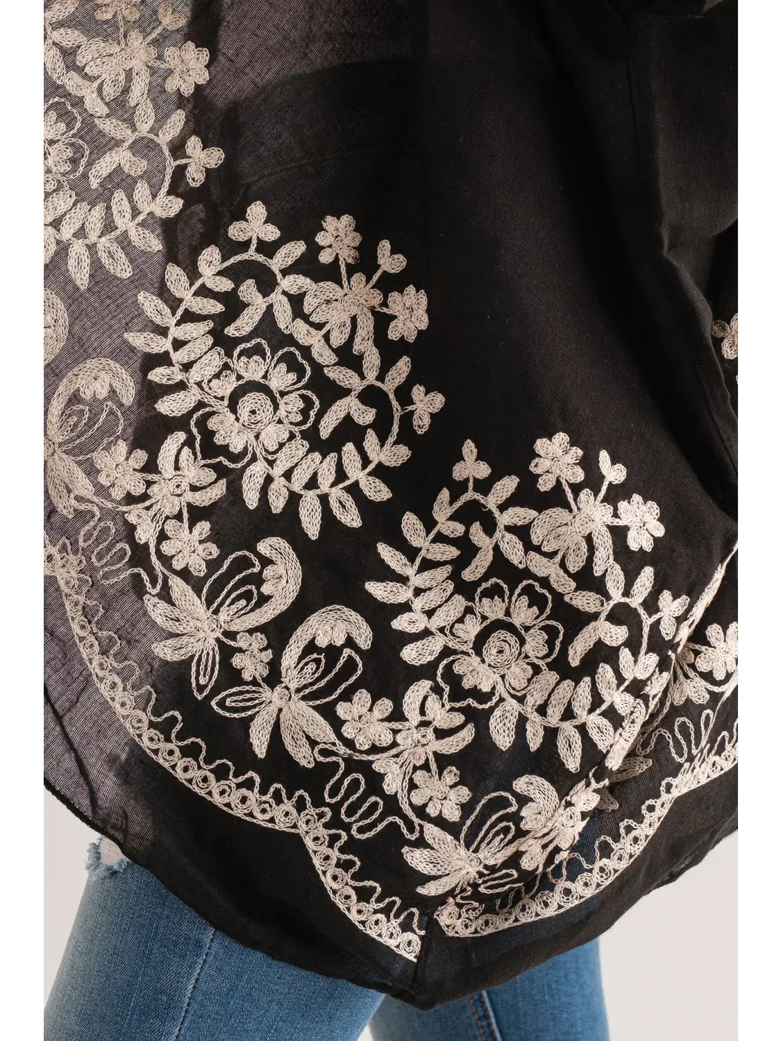 Shawl: Black Embroidered