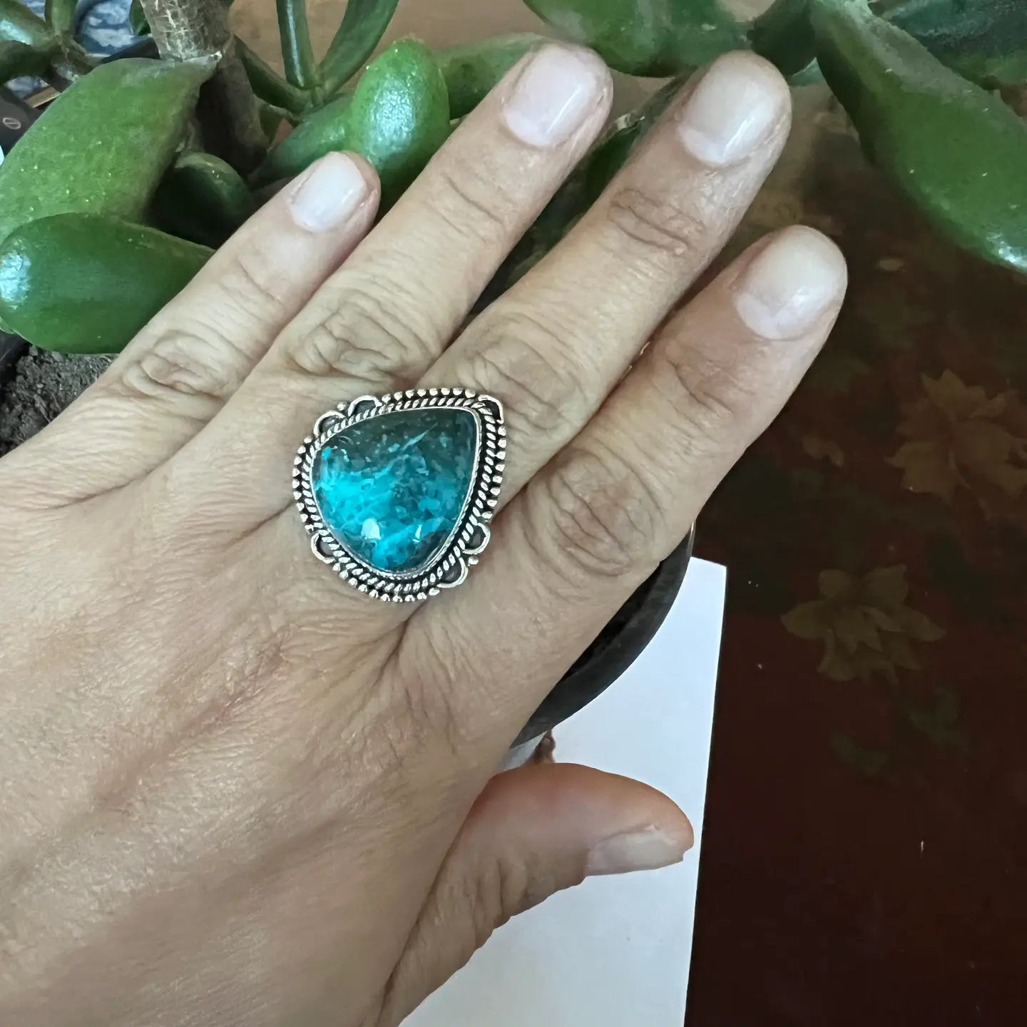 Rings: Chrysocolla Teardrop Sterling Silver