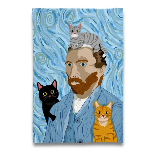 Tea Towel: Van Gogh and Cats