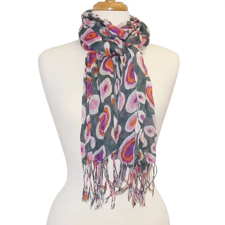 Scarf: Bullseye Dots Fringed