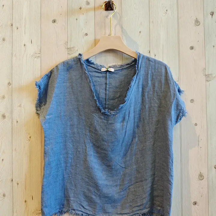 Blouse: 100% Linen Fringed (Three Colors)