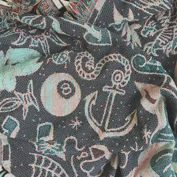 Blanket: Woven Jacquard Tapestry - Tattoos