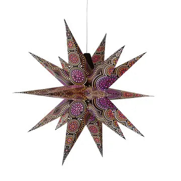 Lantern: Kaleidoscope Moravian Star 24" Black/Purple