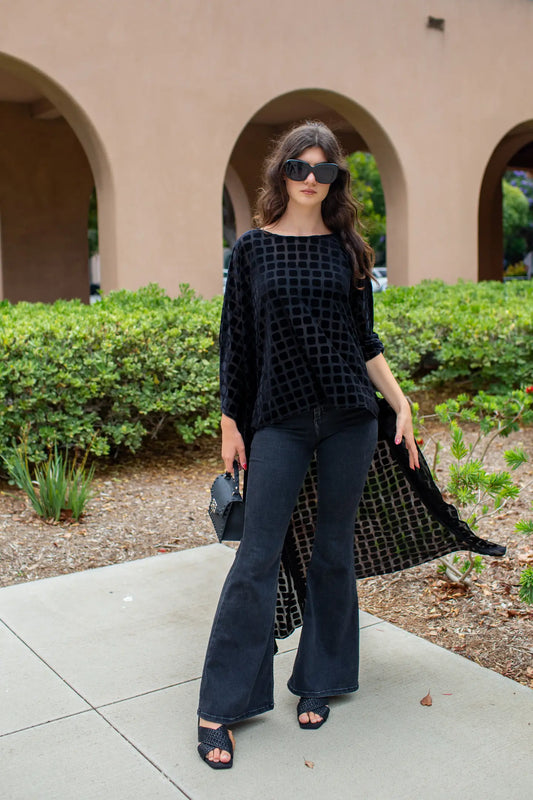 Scarf Top: Onyx Burnout