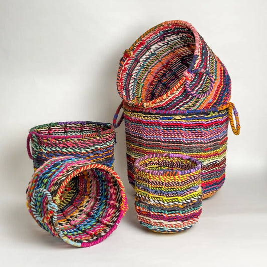 Baskets: Multicolored Jute (Various Sizes)