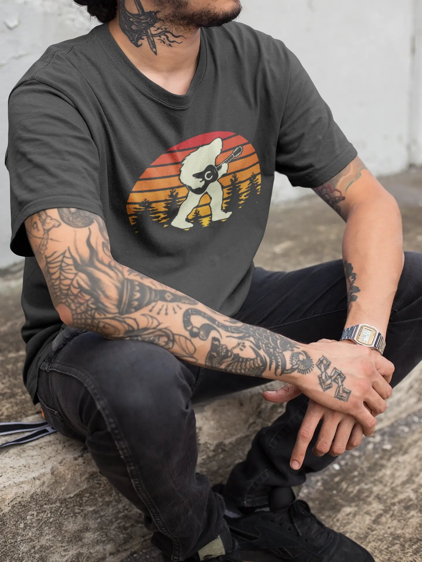 T-Shirt: Sasquatch Playing Guitar