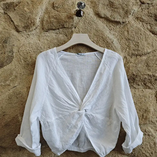 Blouse: Knotted Linen (Two Colors)