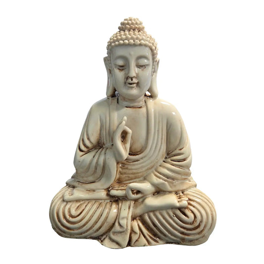 Buddha: White Resin Meditating Buddha