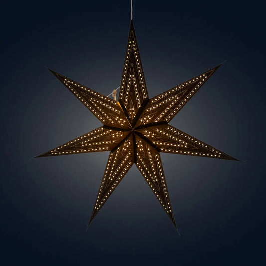 Lantern: Prima Dottie ~ 7 P, 23", Black Paper Star Lantern Light