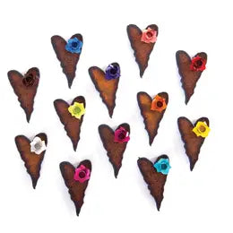 Magnet: Rust Heart with Flower (Various)