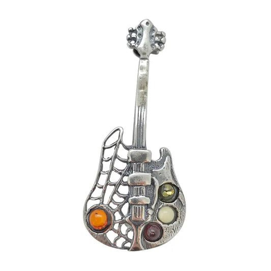 Brooches: Silver Guitar