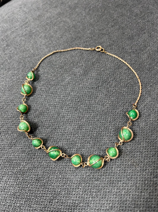 Necklace: Jade Beaded 12K Gold Filled Choker (Second Chances)