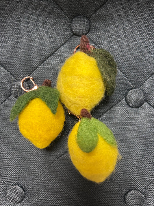 Bag Charm: Felted Lemon