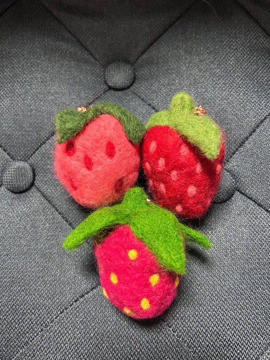 Bag Charm: Felted Strawberry