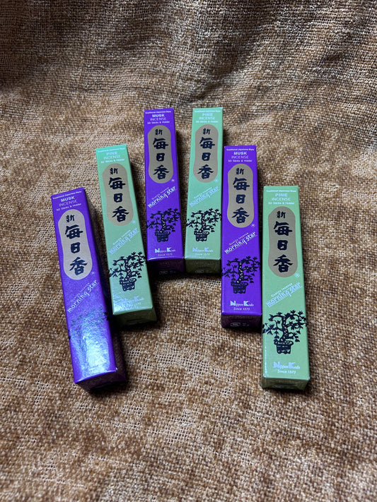 Incense: Morningstar Incense and Holder (Pine or Musk)