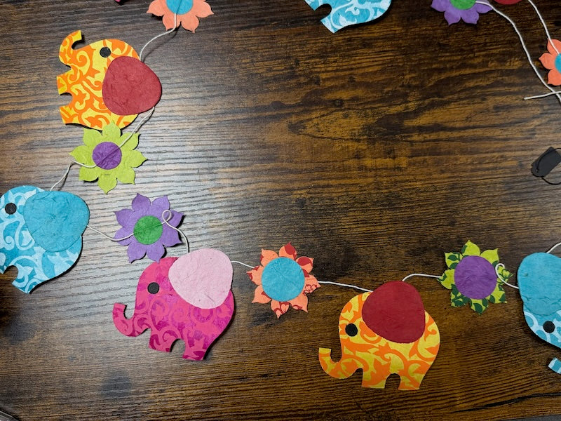 Garland: Paper Elephant and Flowers