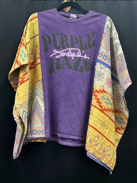 Upcycled Kantha Tee: Jimi Hendrix Purple Haze