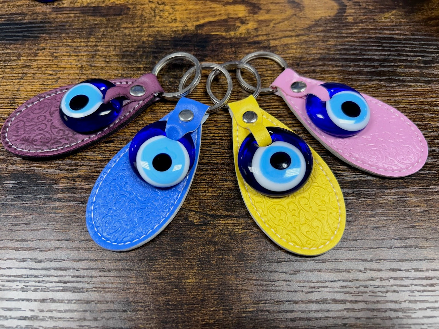 Keychain: Evil Eye Vegan Leather (Various Colors)