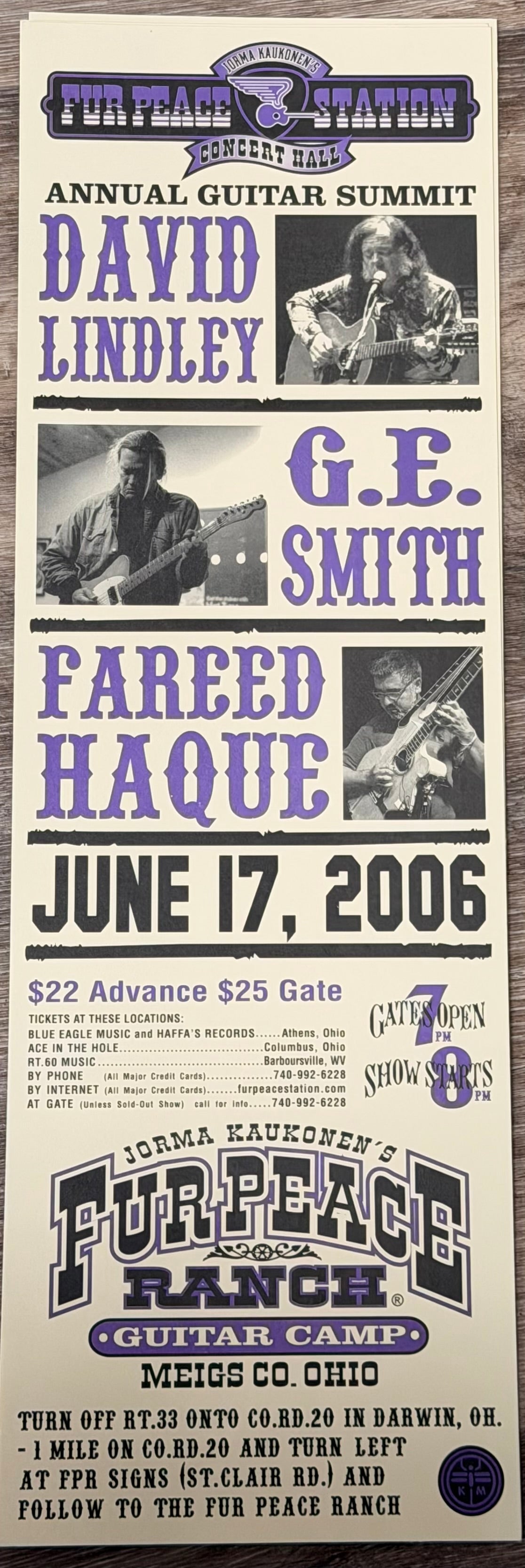 FPS - 06/17/2006 David Lindley, GE Smith & Fareed Haque (UNSIGNED)