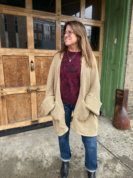 Cardigan: 100% Organic Cotton Bohemian Oversized Sweater, Chic