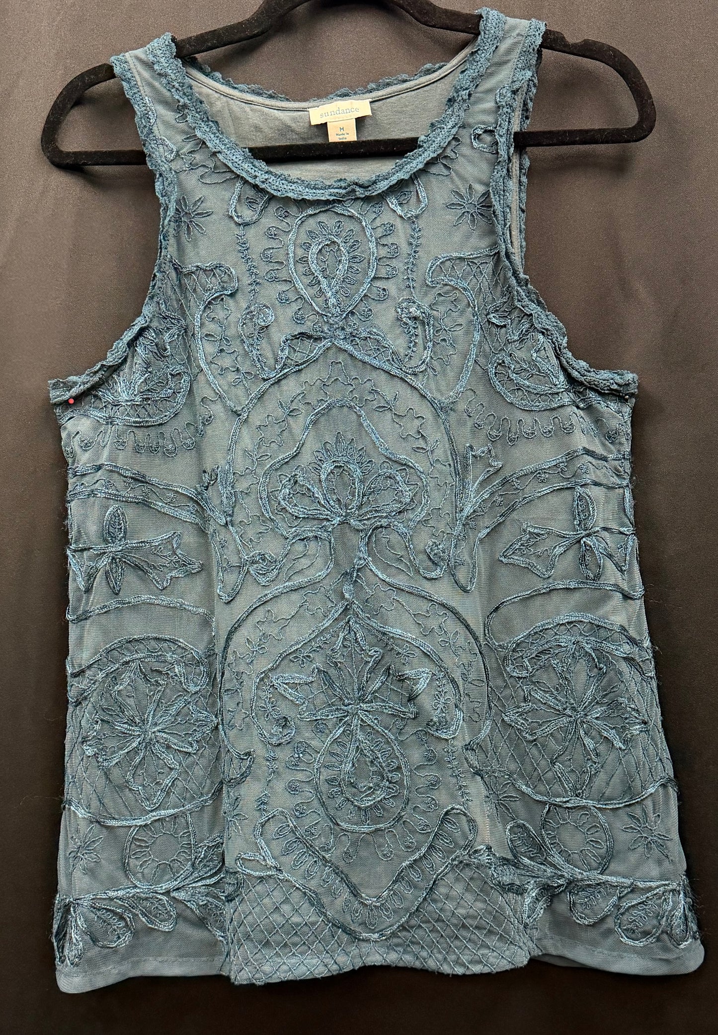 Tank Top: Lace Embroidered Cotton Lined (Second Chances)