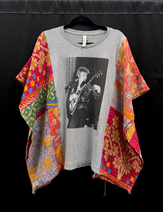 Upcycled Kantha Tee: David Bowie