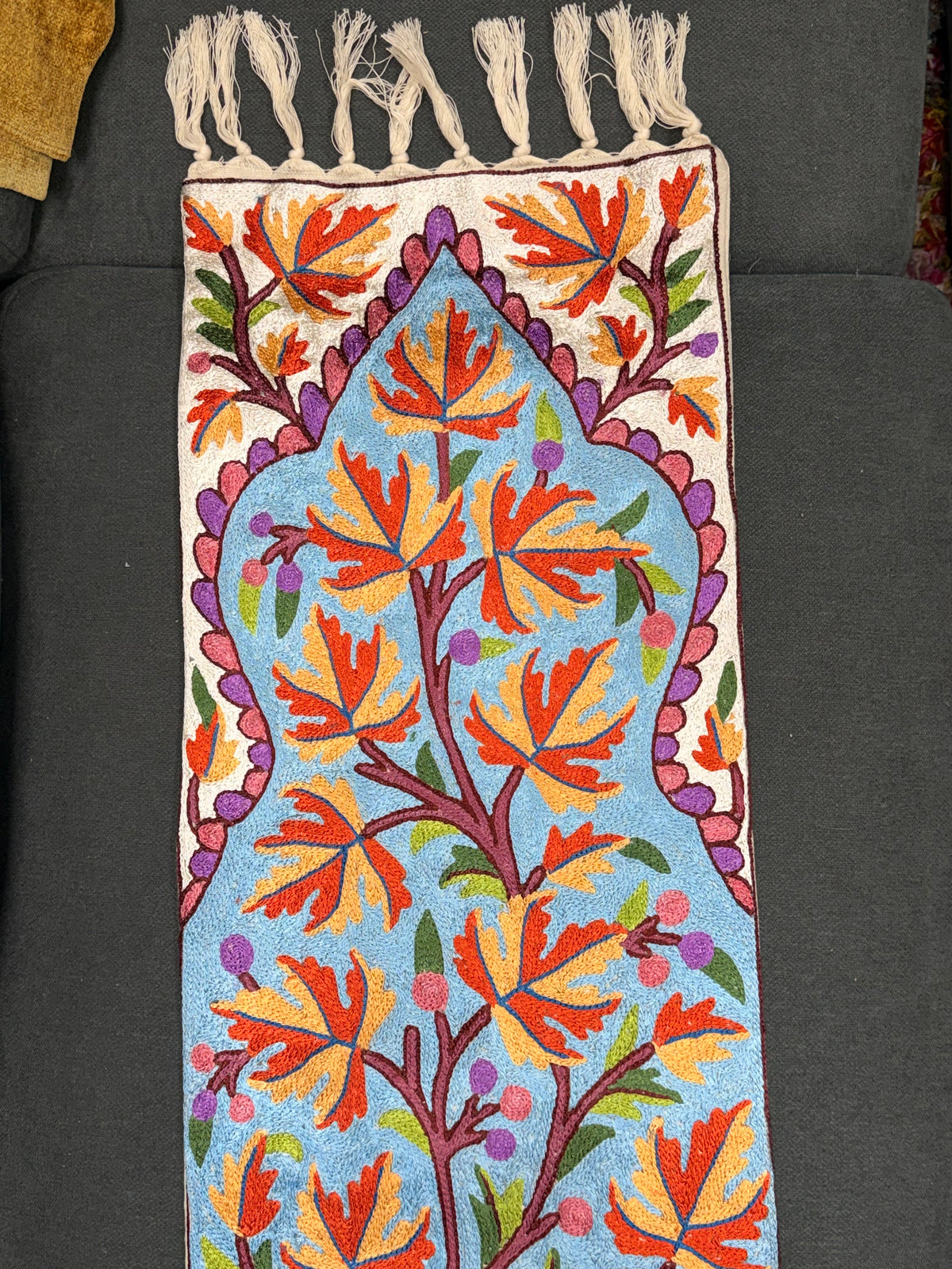 Table Runner: Hand-Embroidered Silk Thread Runner