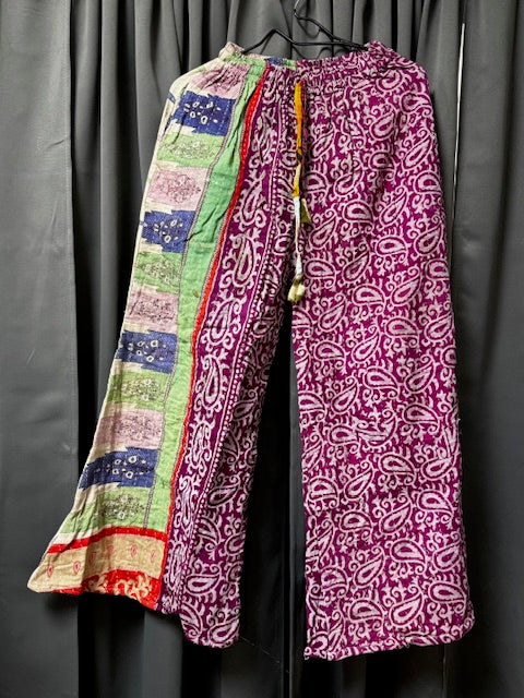 Pants: Handmade Boho Kantha Wide Leg Pants (variants)